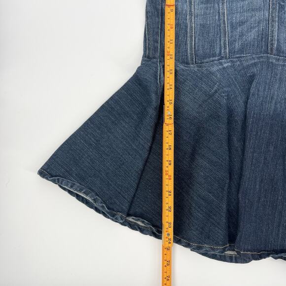 Y2K Candies Low Rise Ruffle Hem Denim Skirt With Embroidery Detail Women Size 5 - Picture 7 of 7